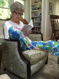 Mum reading my novel a few weeks ago.