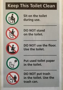 Toilet Rules posted in public toilet, Delicate Arch parking area.